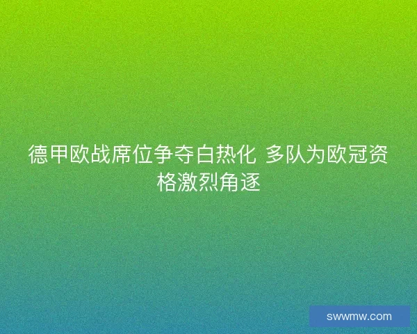 德甲欧战席位争夺白热化 多队为欧冠资格激烈角逐