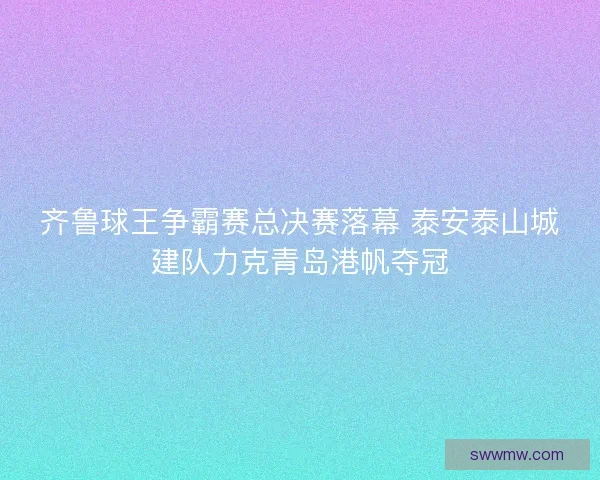 齐鲁球王争霸赛总决赛落幕 泰安泰山城建队力克青岛港帆夺冠